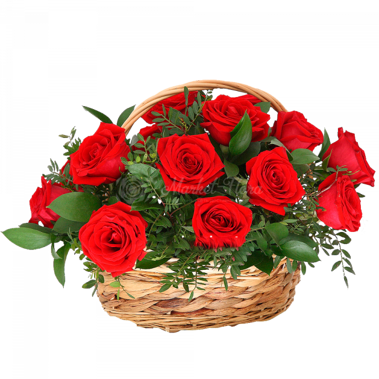 Букет из красных роз в корзине «Приветик»